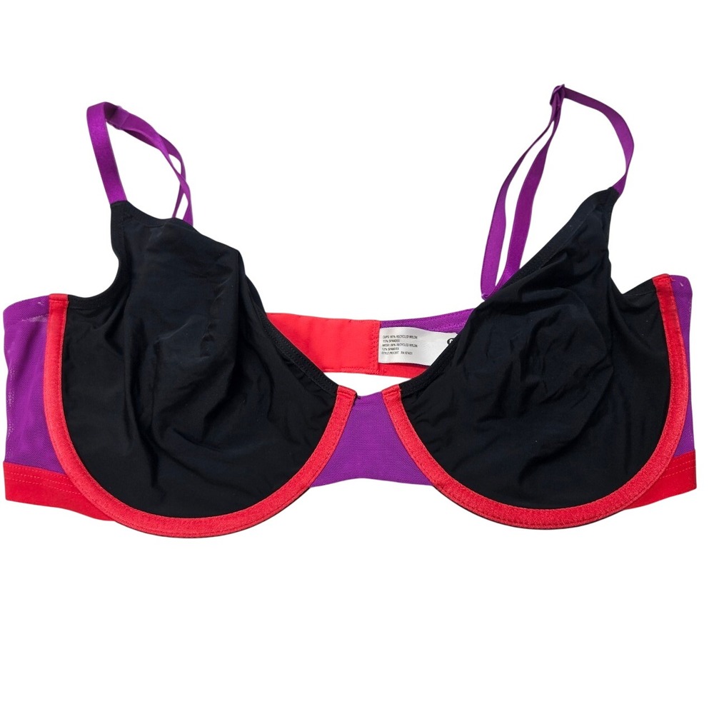 PARADE Black Purple Red‎ Colorblock Full Coverage Bra Style PR139T Size M+